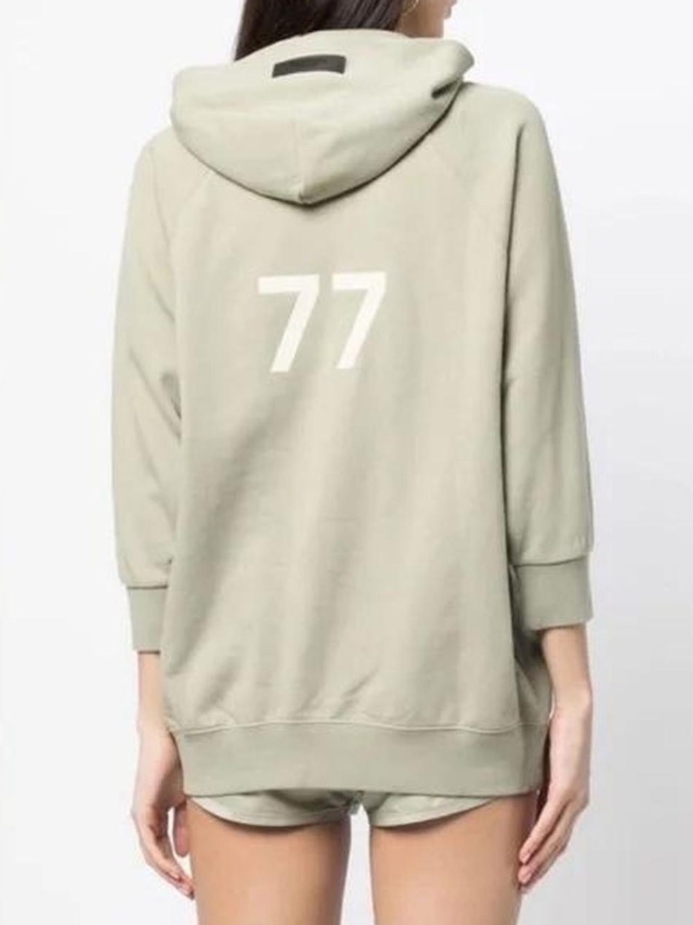 Fear of God Essentials Oak 77 3/4 Sleeve Oversized Hoodie XS Core Fleece
